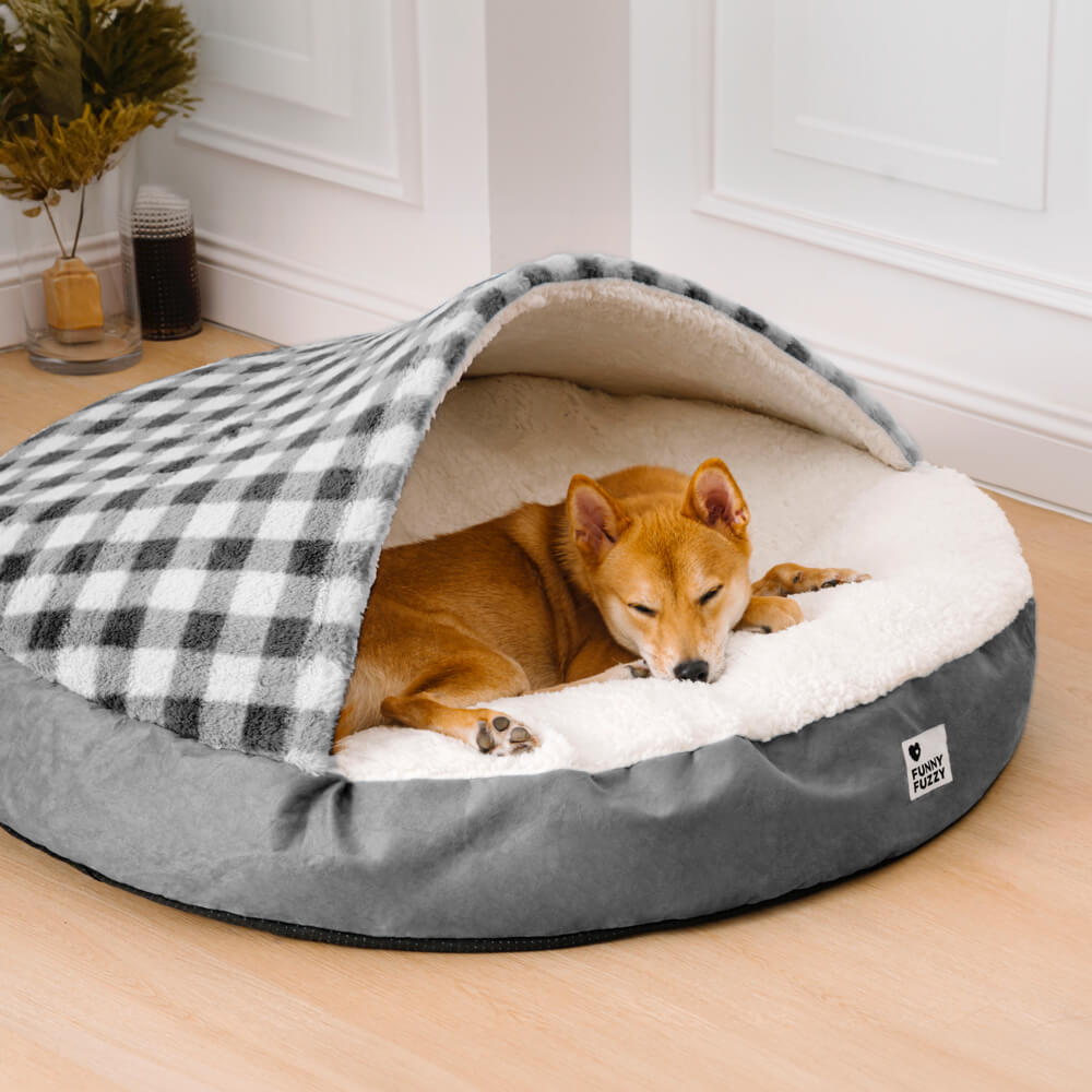 Baldachin-Hundebett aus Ultraweichem Plüschhimmel und Robuster Baumwollfüllung
