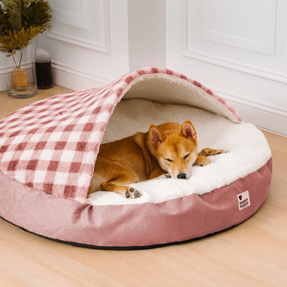 Baldachin-Hundebett aus Ultraweichem Plüschhimmel und Robuster Baumwollfüllung