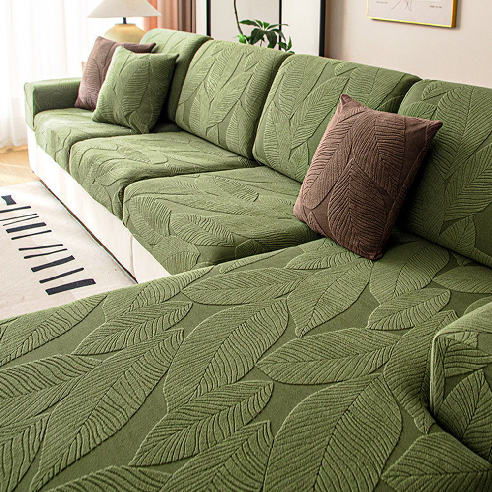Moderner Jacquard-Sofabezug mit Blätterdesign – Wasserabweisend, Kratzfest & Elastisch, Rundum-Schutz