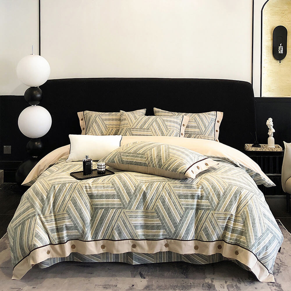 Bunt Geometrisch Ultraweiche Geb brushed Baumwoll-Bettlaken-Set