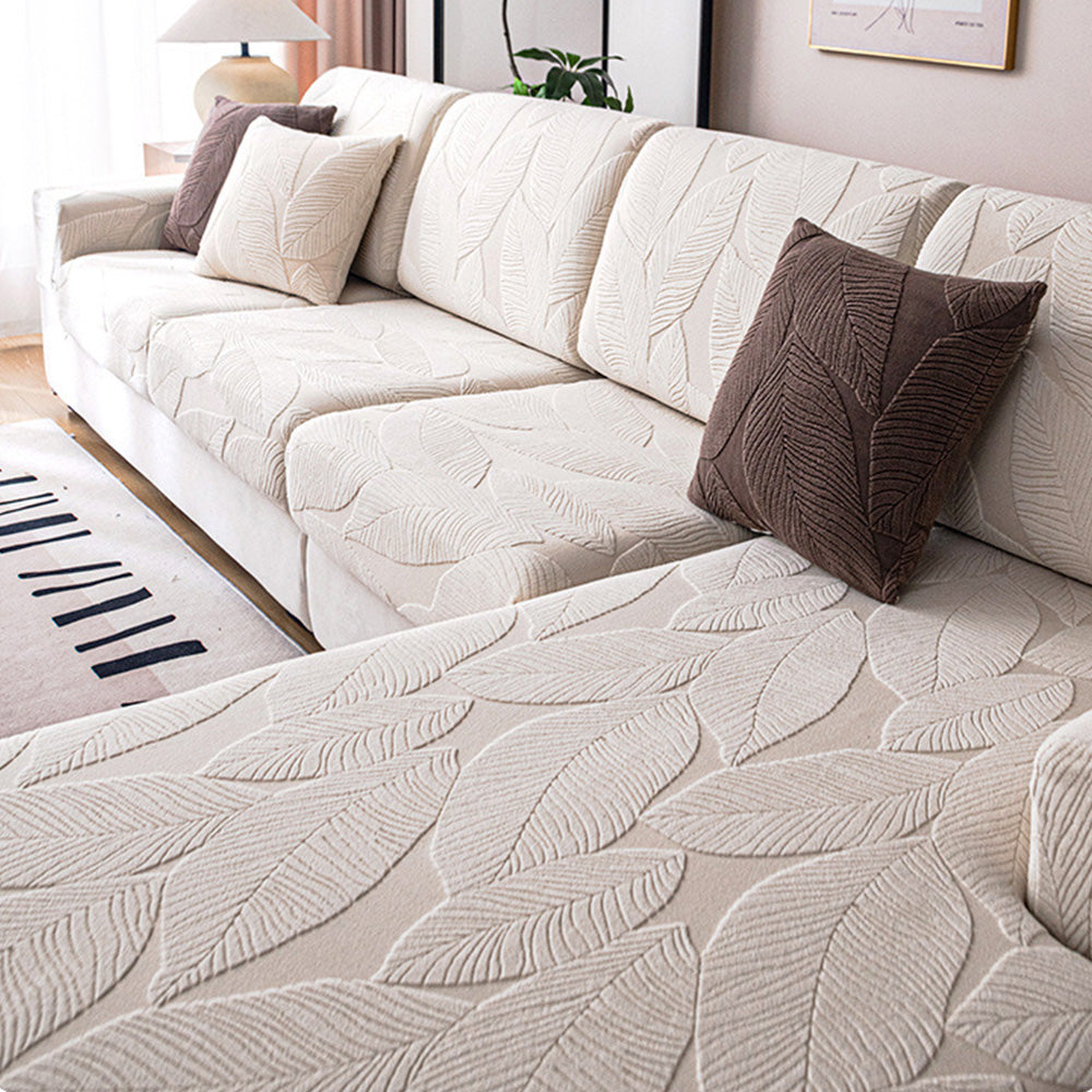 Moderner Jacquard-Sofabezug mit Blätterdesign – Wasserabweisend, Kratzfest & Elastisch, Rundum-Schutz
