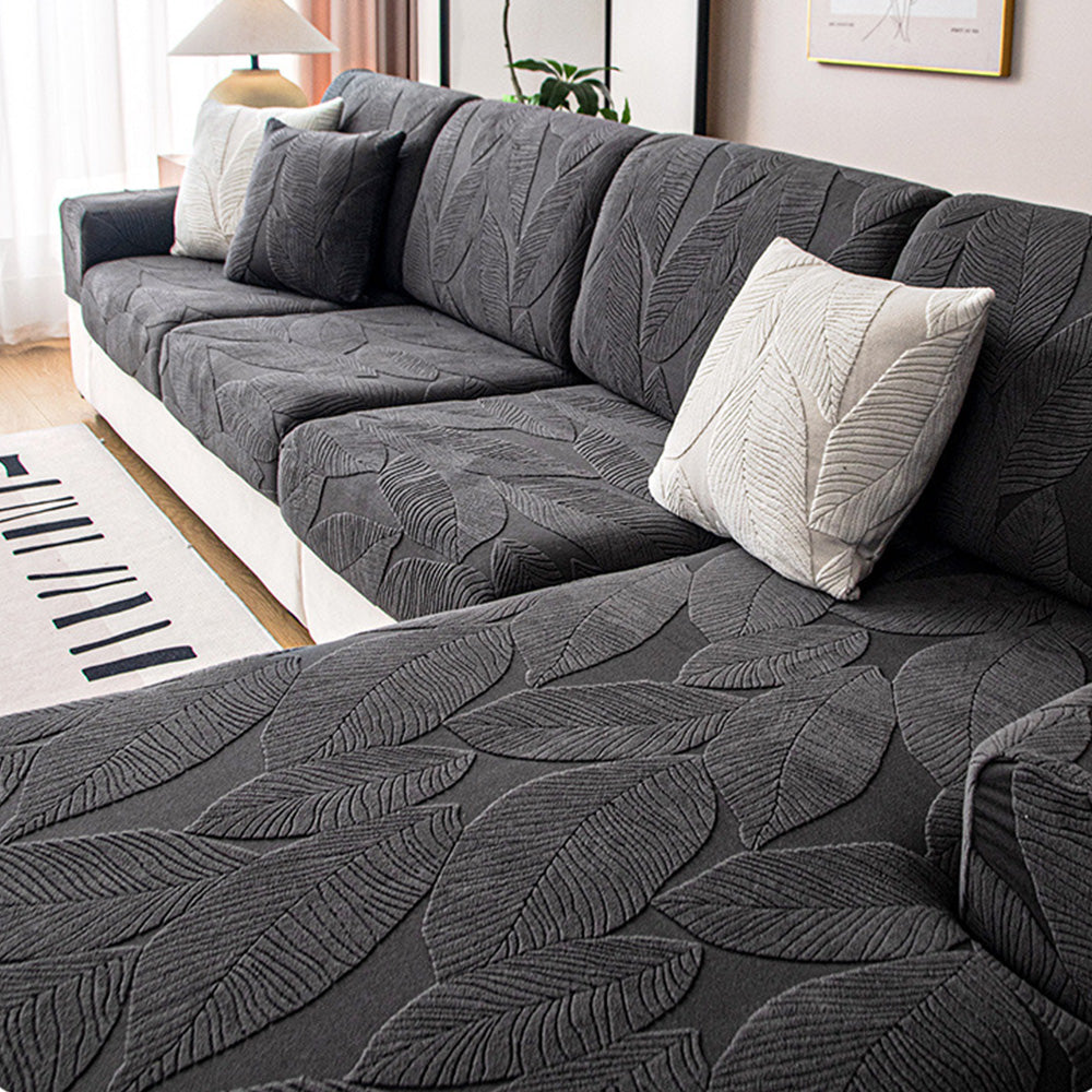 Moderner Jacquard-Sofabezug mit Blätterdesign – Wasserabweisend, Kratzfest & Elastisch, Rundum-Schutz