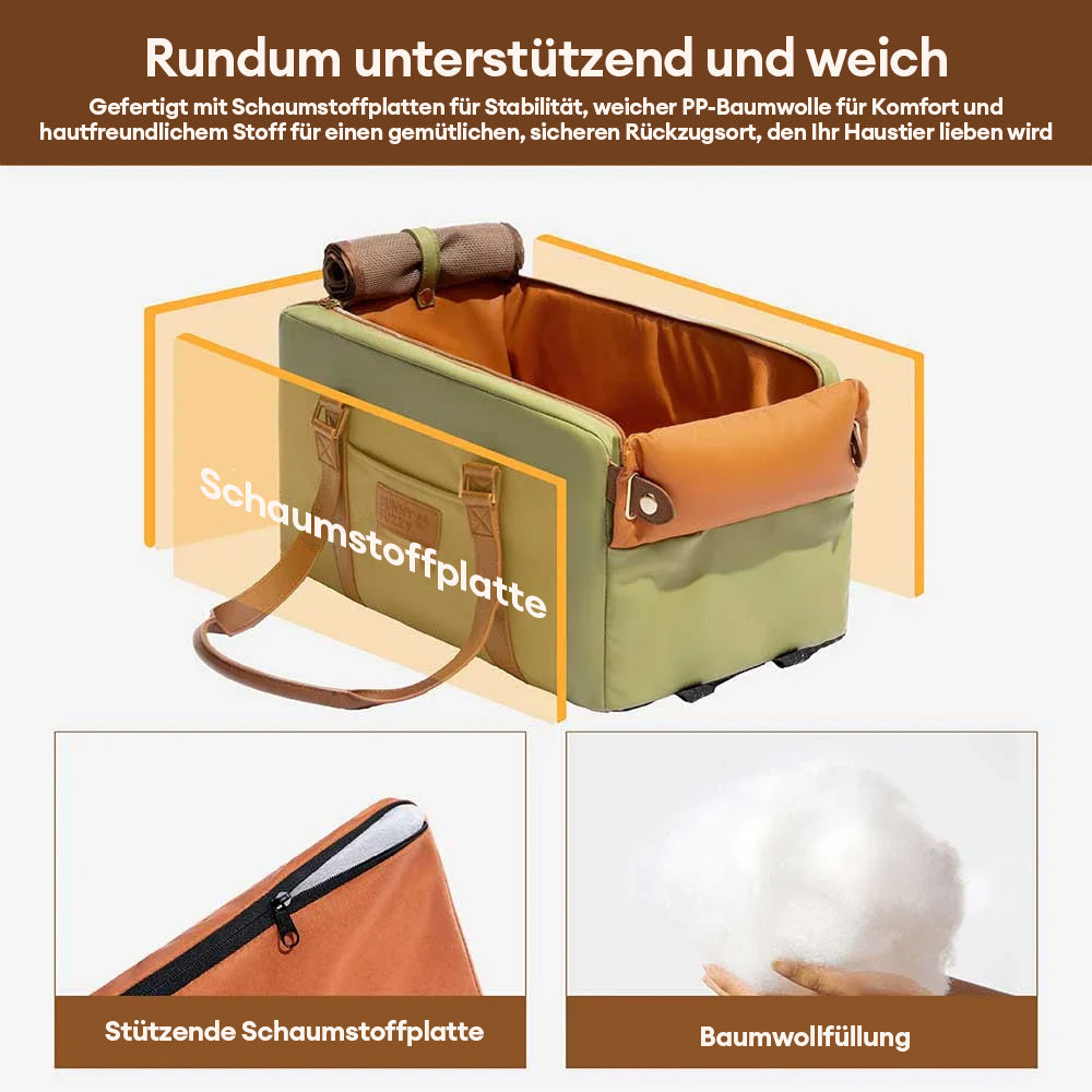 Deluxe Haustier-Autositz & Träger aus Kunstleder für die Mittelkonsole Urban Voyager