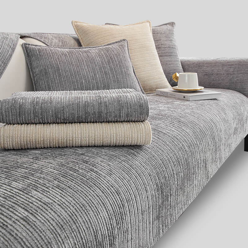 Einfacher Einfarbiger Kratzfester Chenille Outdoor Schutzsofabezug