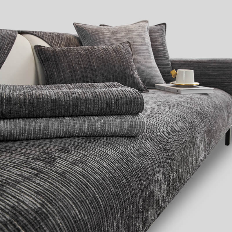 Einfacher Einfarbiger Kratzfester Chenille Outdoor Schutzsofabezug