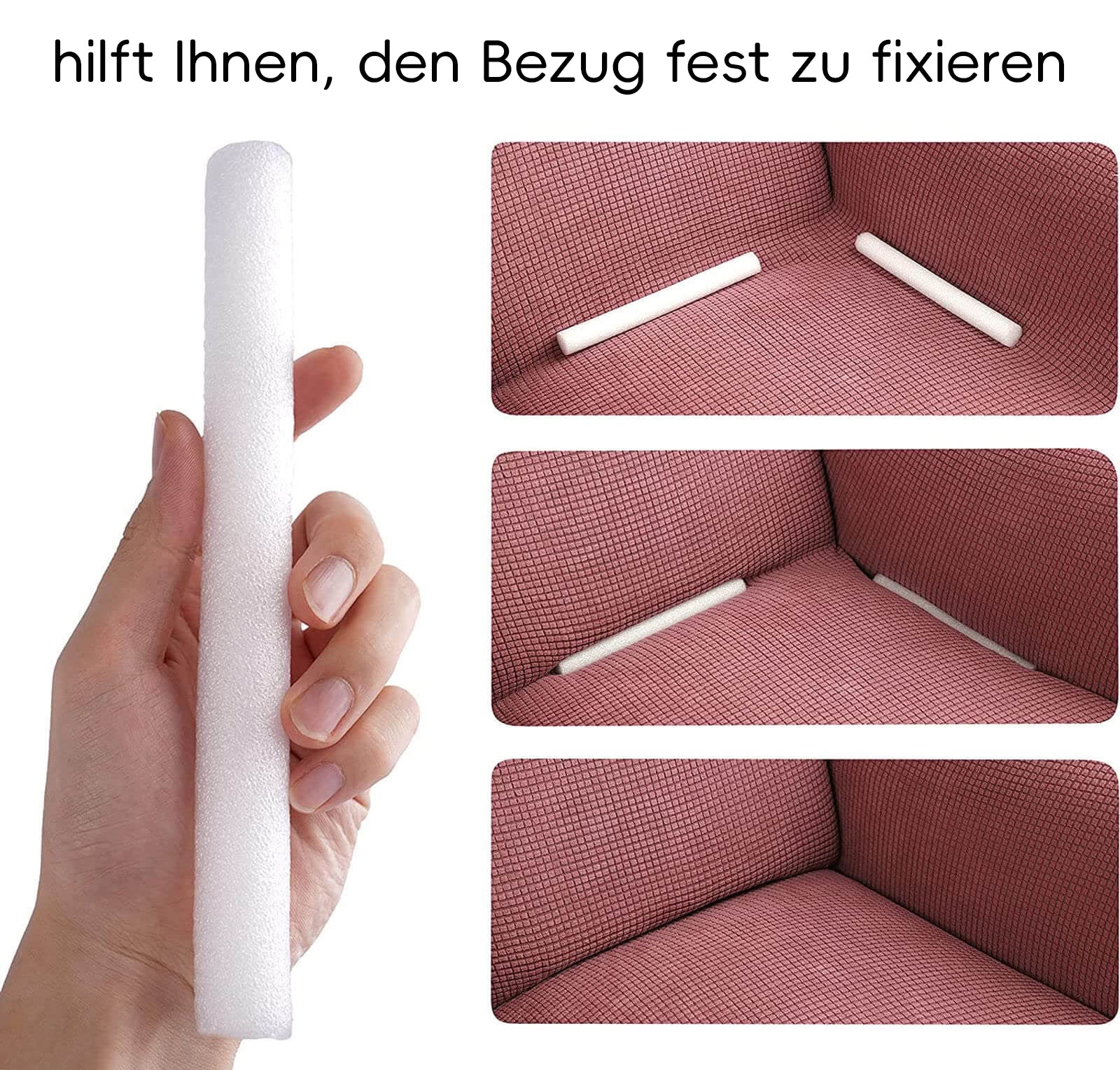 Rutschfeste Befestigungsstäbe für Sofabezüge aus Schaumstoff