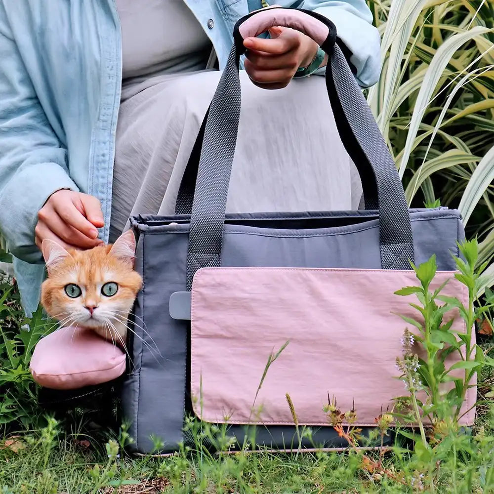 Weichseitige atmungsaktive Katzen-Tragetasche mit abnehmbarem Polster