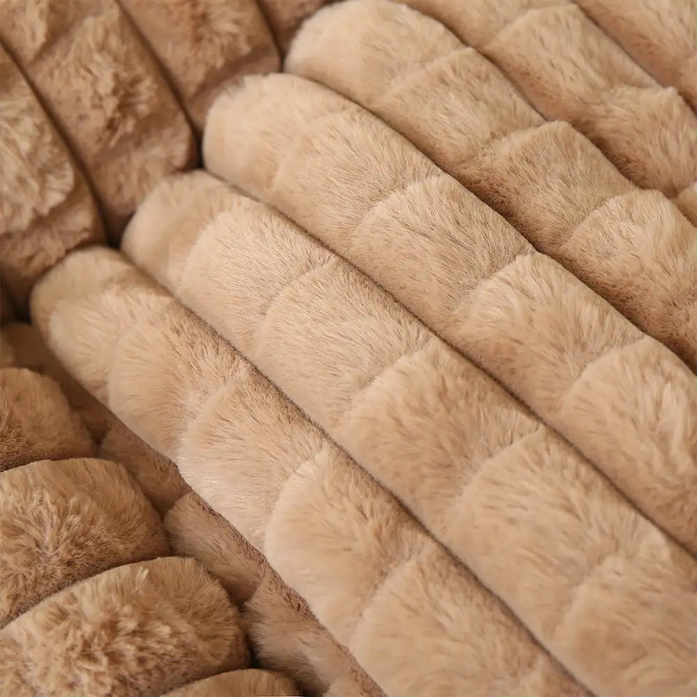 Weiches Kurzplüsch-Hundebett, quadratisch und gestreift, für kleine bis große Hunde