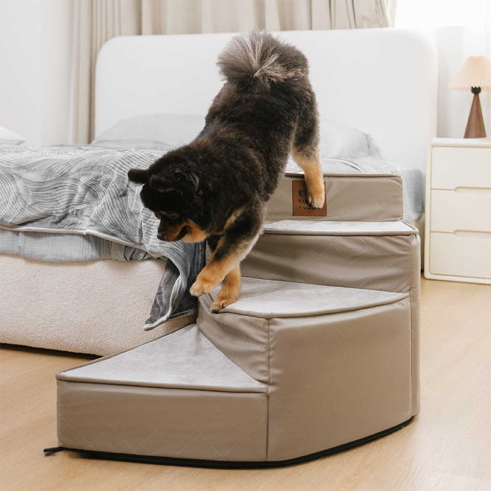 Luxe wasserabweisende Kunstleder abziehbare spiralförmige Haustiertreppe - StepEase