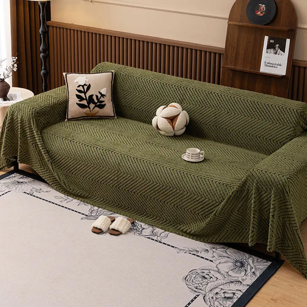 Verdickte Fischgrät-wärmende Plüsch Mehrzweckdecke Sofabezug