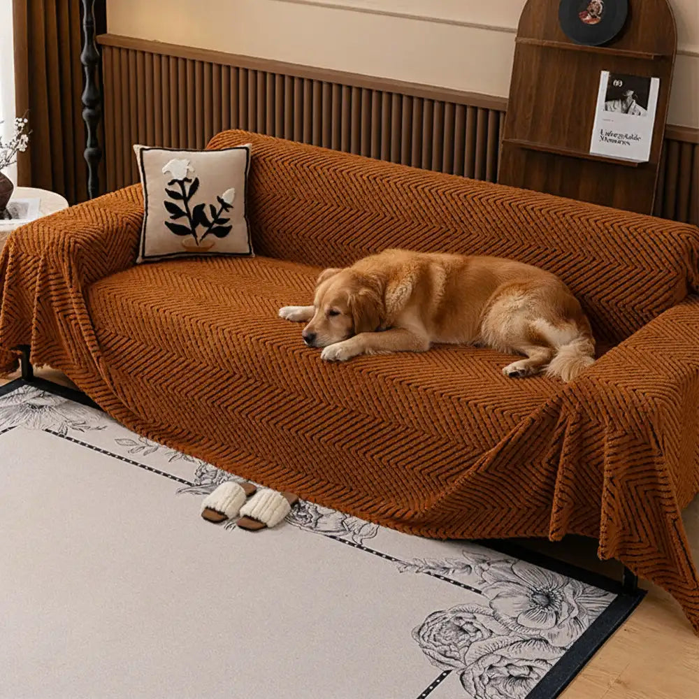 Verdickte Fischgrät-wärmende Plüsch Mehrzweckdecke Sofabezug