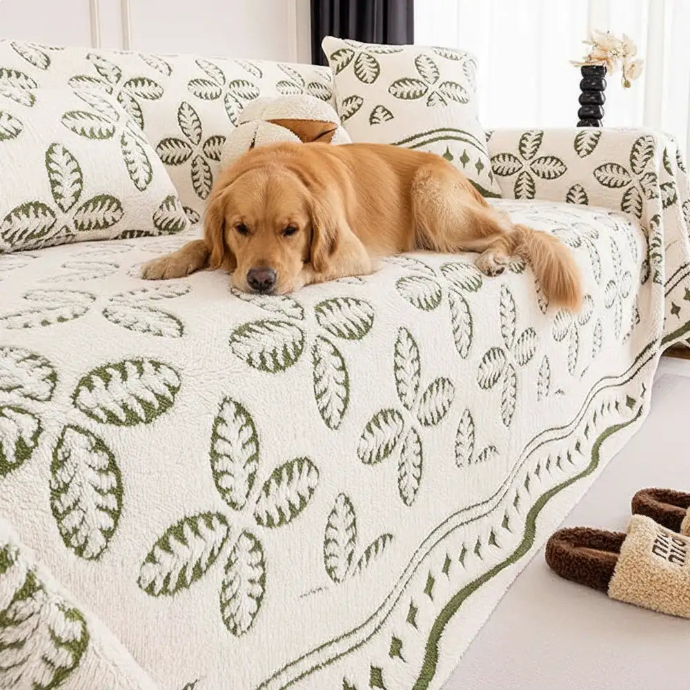 Verdickte Jacquard-Velours-Blattmuster-Sofa-Dekoration Mehrzweckdecke Couchbezug