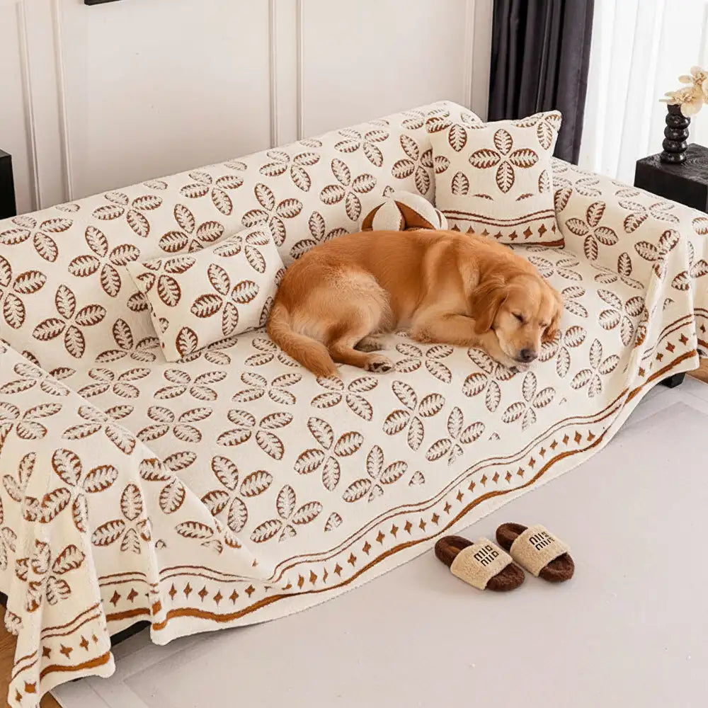 Verdickte Jacquard-Velours-Blattmuster-Sofa-Dekoration Mehrzweckdecke Couchbezug