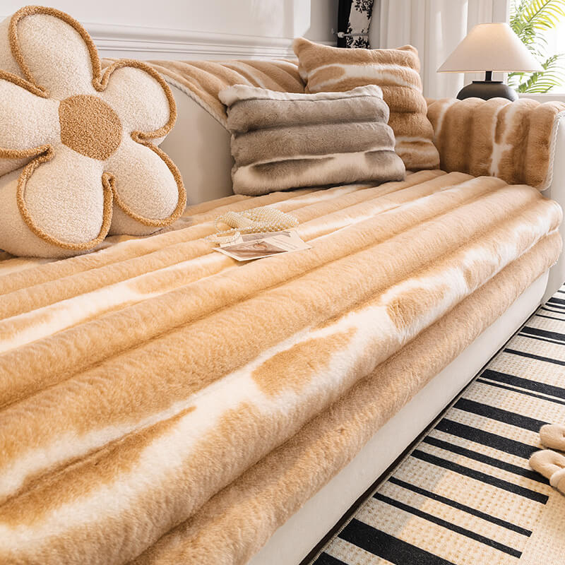 Trendy Schöner Sofabezug aus Plüsch mit Farbverlauf und Streifen