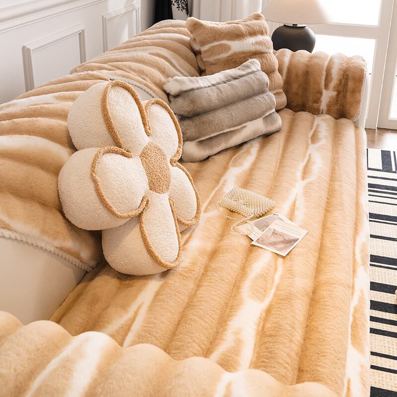 Trendy Schöner Sofabezug aus Plüsch mit Farbverlauf und Streifen