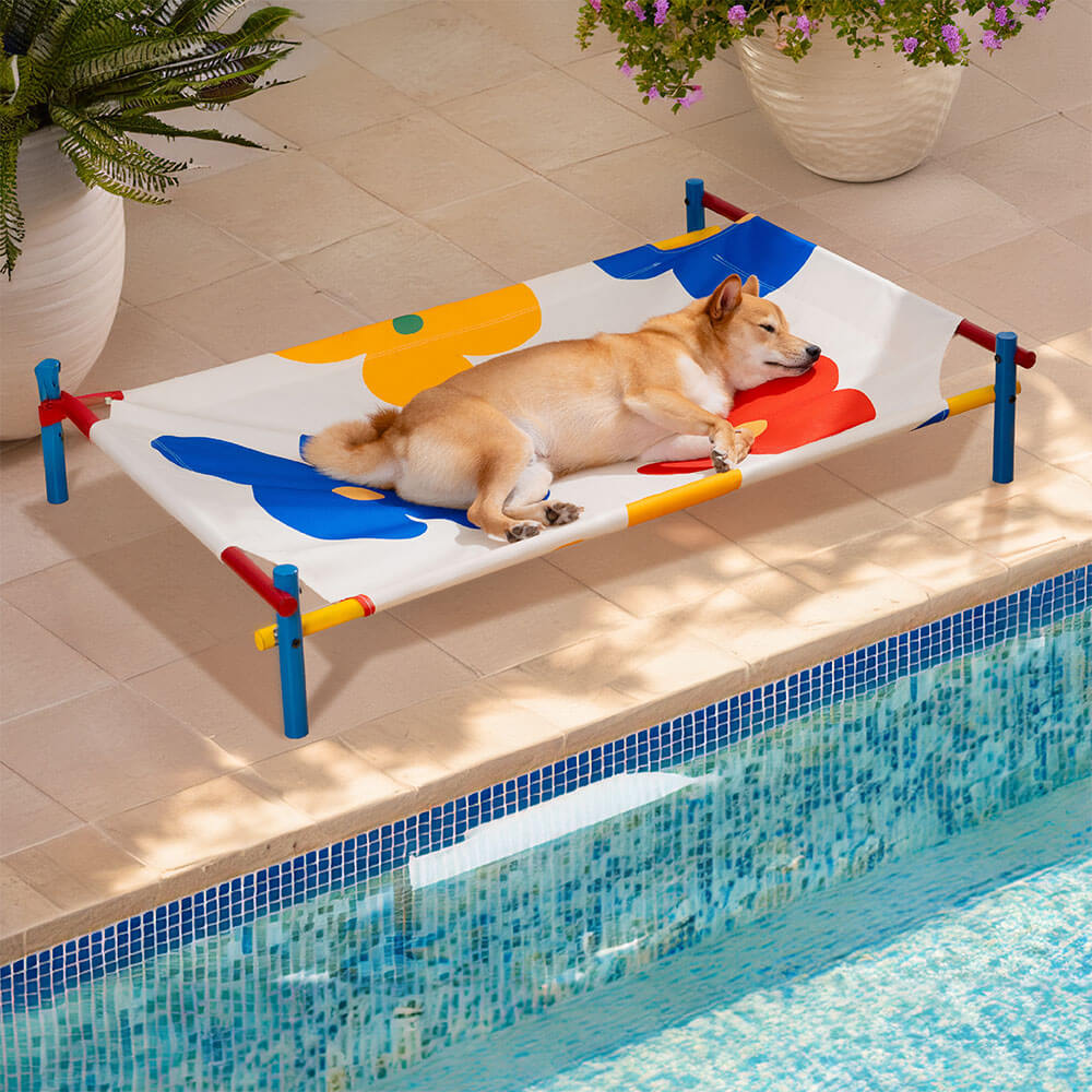 Erhöhtes Hundebett aus Aluminium im lebhaften Sommerdruck-Stil - Summer Paradise