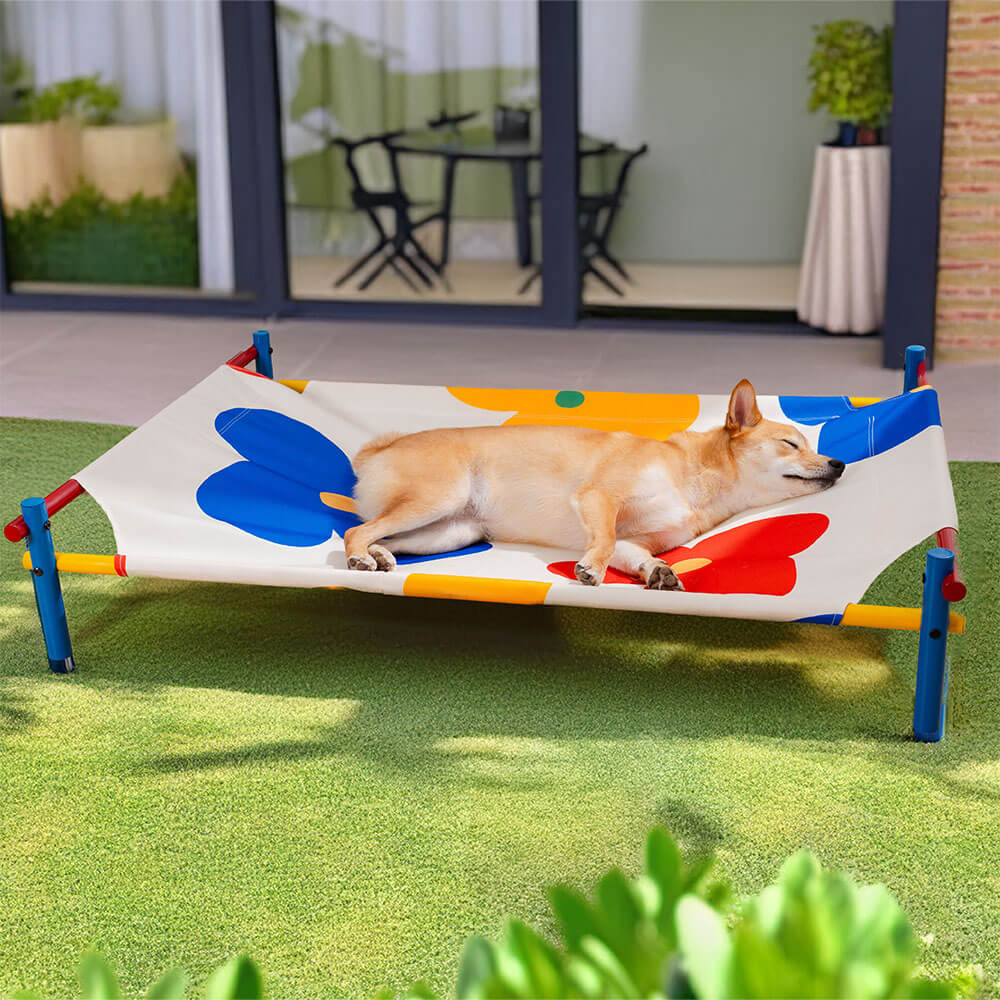 Erhöhtes Hundebett aus Aluminium im lebhaften Sommerdruck-Stil - Summer Paradise