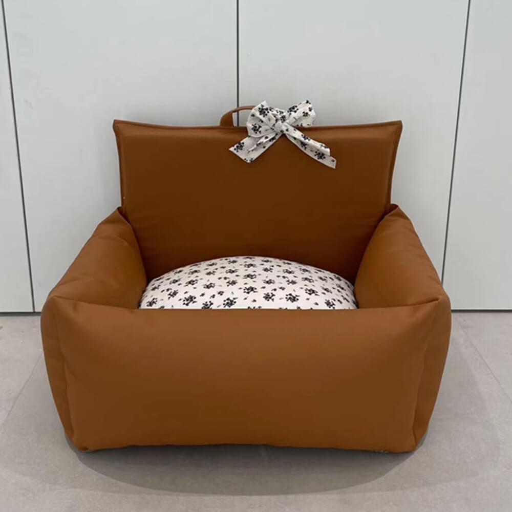 Wasserdichtes und kratzfestes Hundebett aus Kunstleder im Vintage-Stil mit Blumenmuster