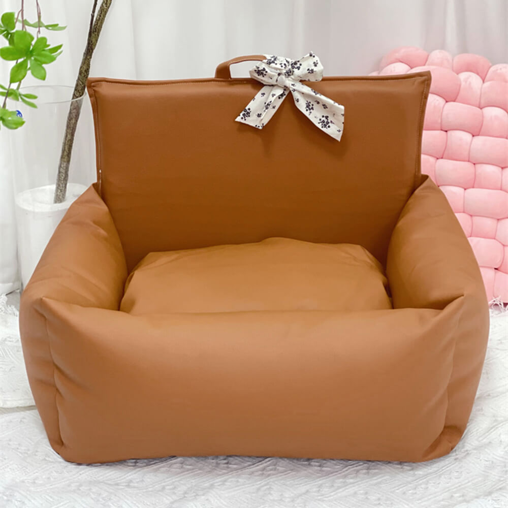 Wasserdichtes und kratzfestes Hundebett aus Kunstleder im Vintage-Stil mit Blumenmuster