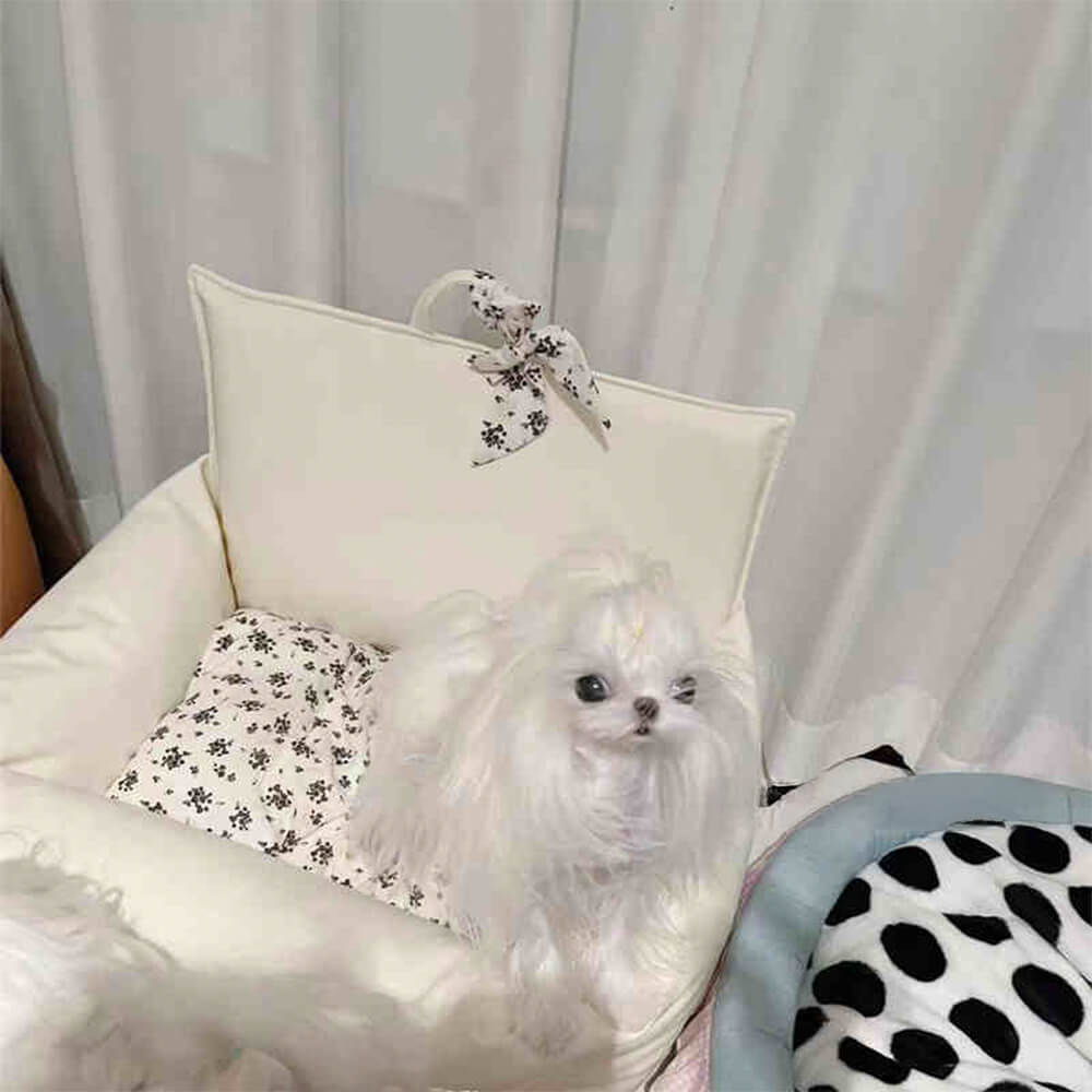 Wasserdichtes und kratzfestes Hundebett aus Kunstleder im Vintage-Stil mit Blumenmuster