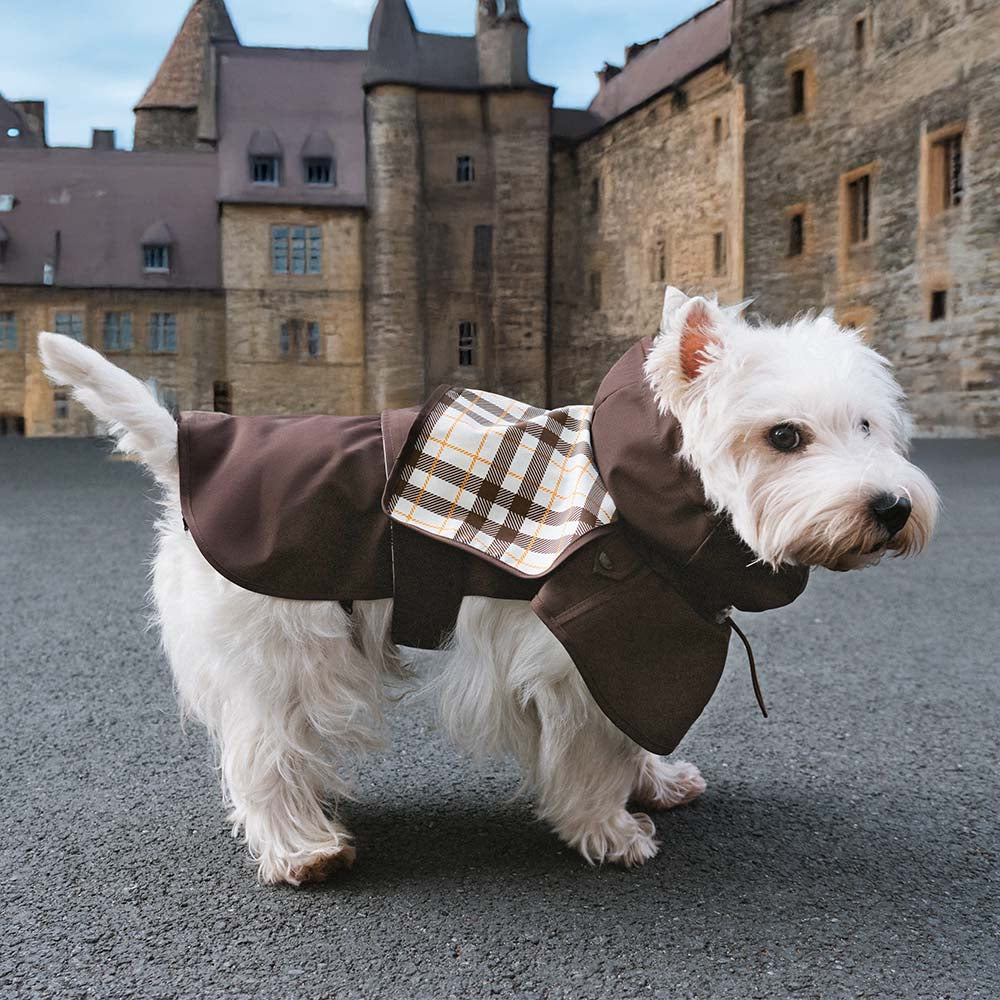 Wasserdichter Verstellbarer Hunderegenmantel im Vintage-Karomuster – Schutz bei jedem Wetter