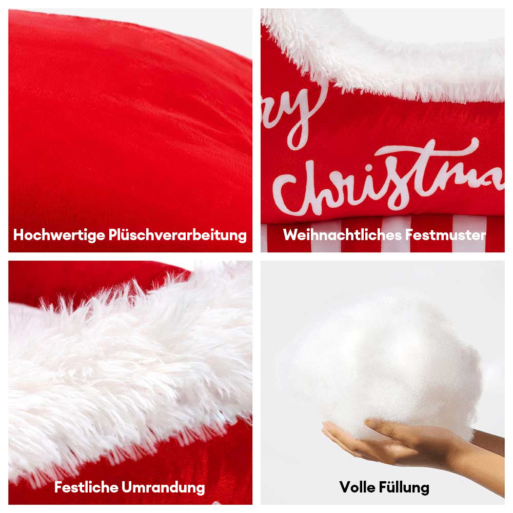Festliches Gemütliches Hundebett aus Plüsch – Weihnachtsschlitten
