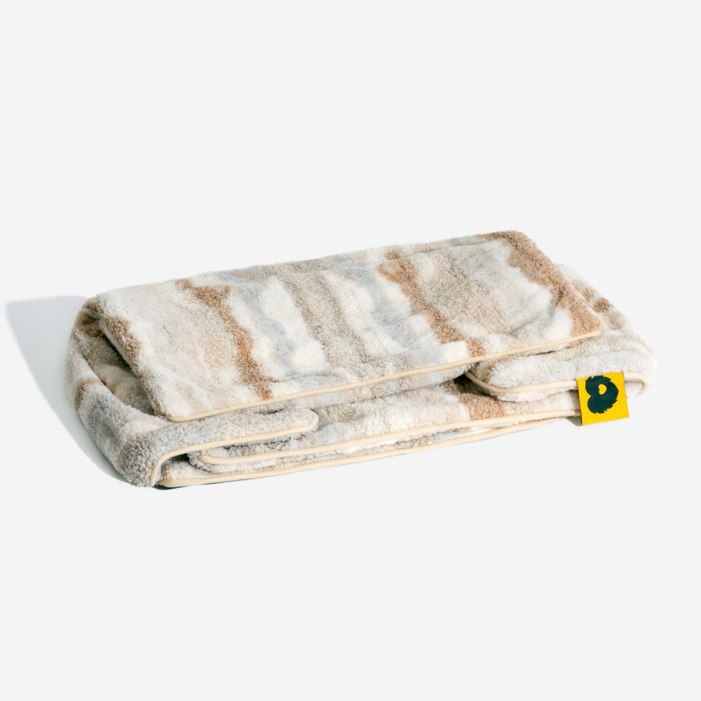 Trendige gestreifte Kunstlammfell Doppel-Layer Hund- und Katzen-Sofa-Bett - Outdoor