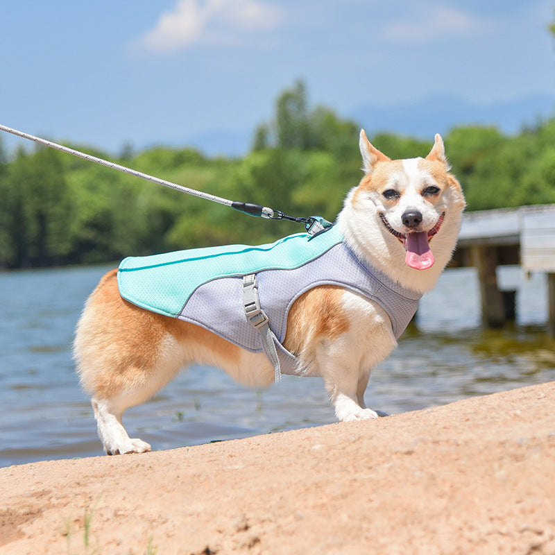 Atmungsaktive Weste zur Vorbeugung von Sonnenstichen Wassertränkbare Kühlweste für Hunde