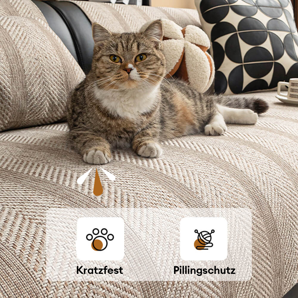 Minimalistisches Fischgrätenmuster Atmungsaktive Kunstleinen Ganzjahres-Sofabezug