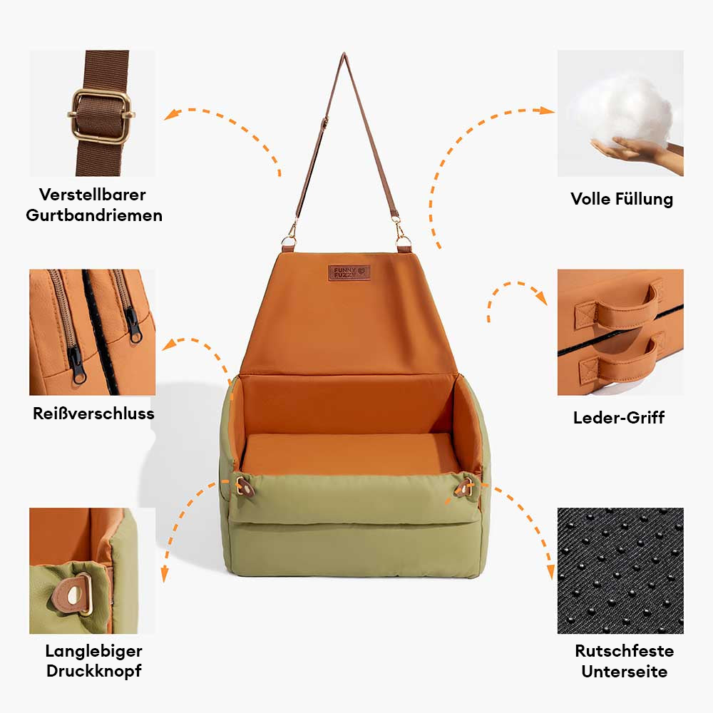 Erhöhtes Deluxe-Autositzbett für Hunde aus Kunstleder - Urban Voyager
