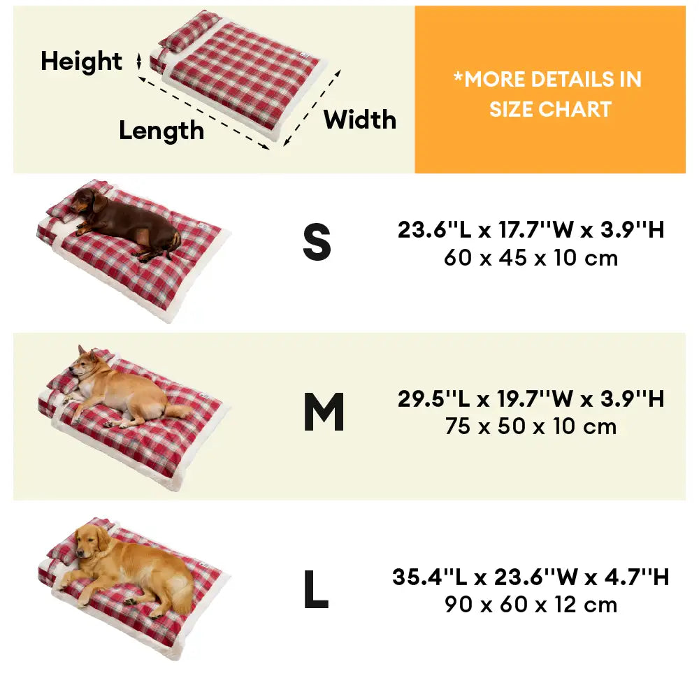 Orthopädisches Hundebett aus Vintage-Karo-Plüsch, abnehmbar mit Kissen – gemütlich für Welpen