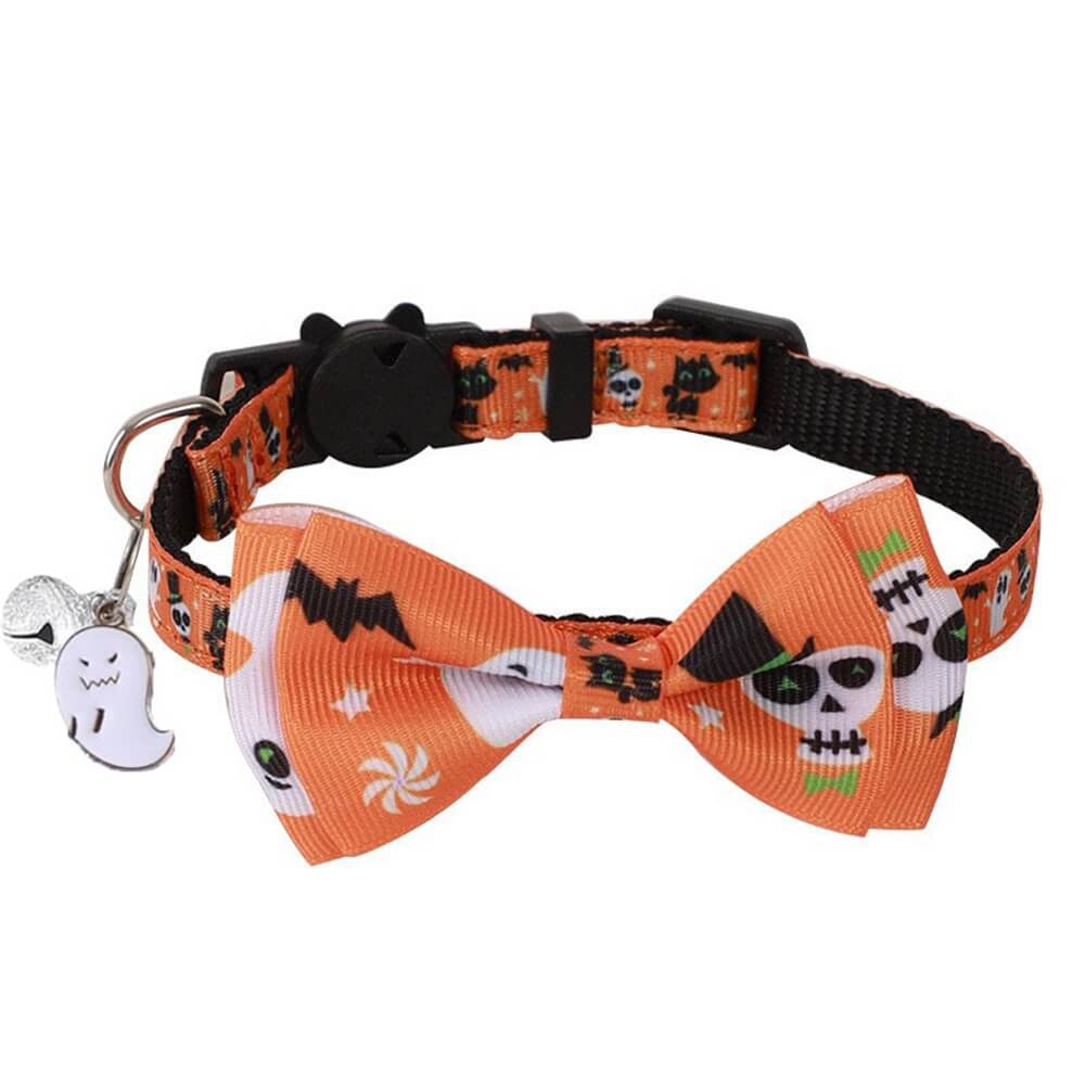 Halloween Haustierhalsband mit Schleife und Glöckchen