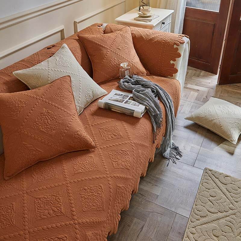 Modischer Waschbarer Sofabezug aus Baumwolle mit Blattbesatz