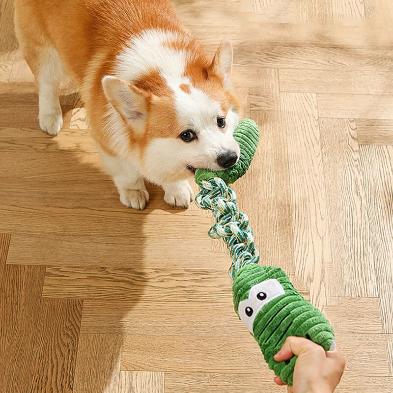 Interaktives Quietschspielzeug für Hunde mit Seil - Tierserie