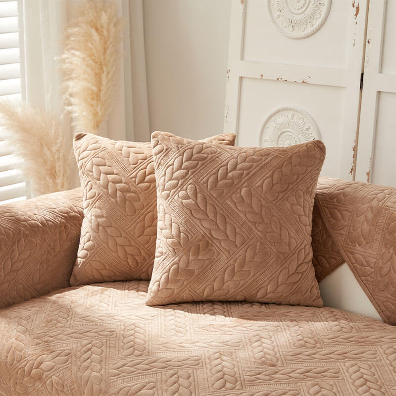 Warmer Rutschfester Sofabezug aus Kristallsamt mit Weizenstickerei