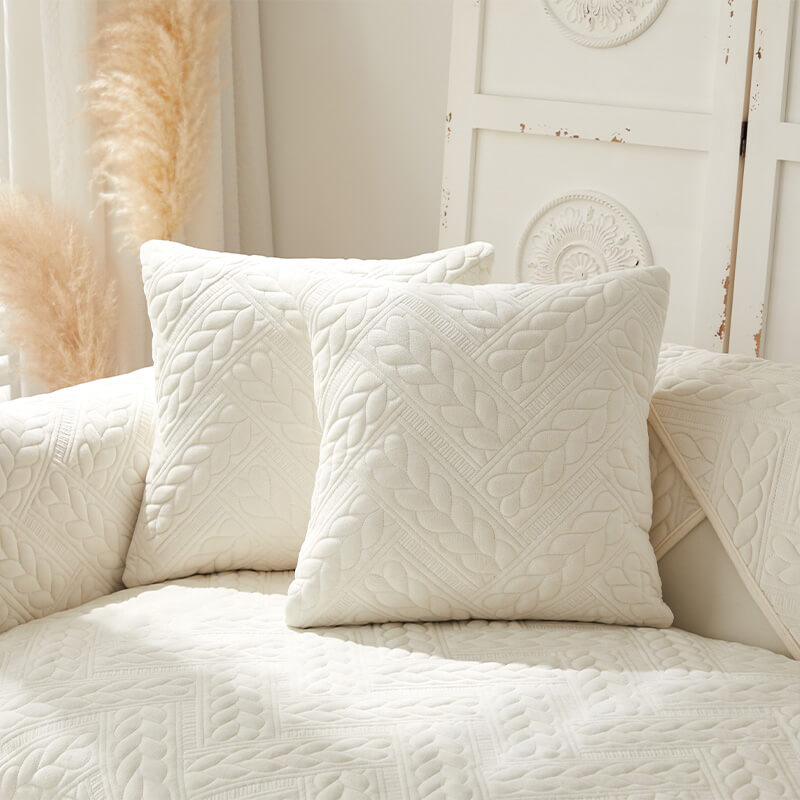 Warmer Rutschfester Sofabezug aus Kristallsamt mit Weizenstickerei