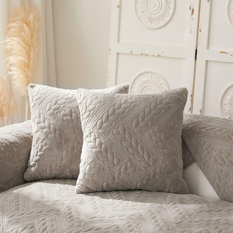 Warmer Rutschfester Sofabezug aus Kristallsamt mit Weizenstickerei