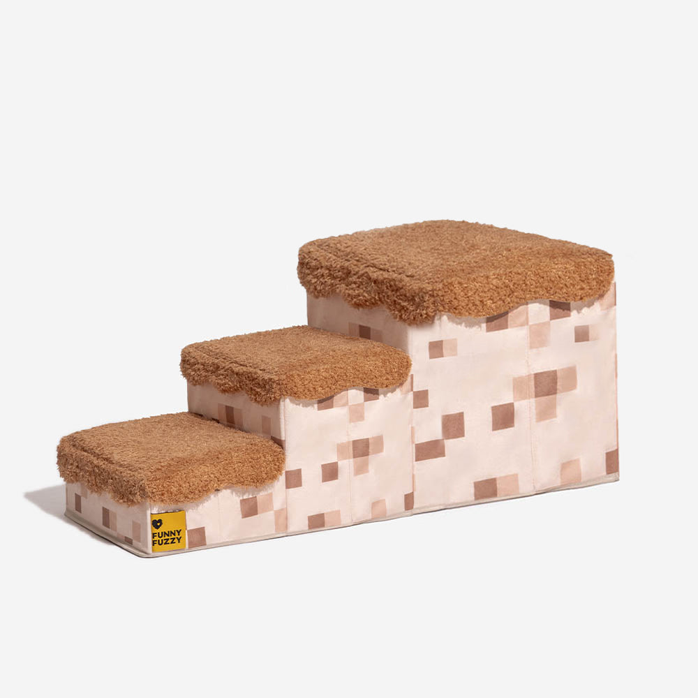 Retro-Pixel Handgefertigte Faltbare Haustiertreppe mit Stauraum - Klotziges Pfotenspiel