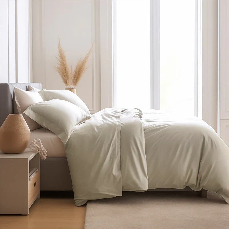 Bequemes Luxus-Satin 100% Bambus Bettbezug und Bettlaken Set