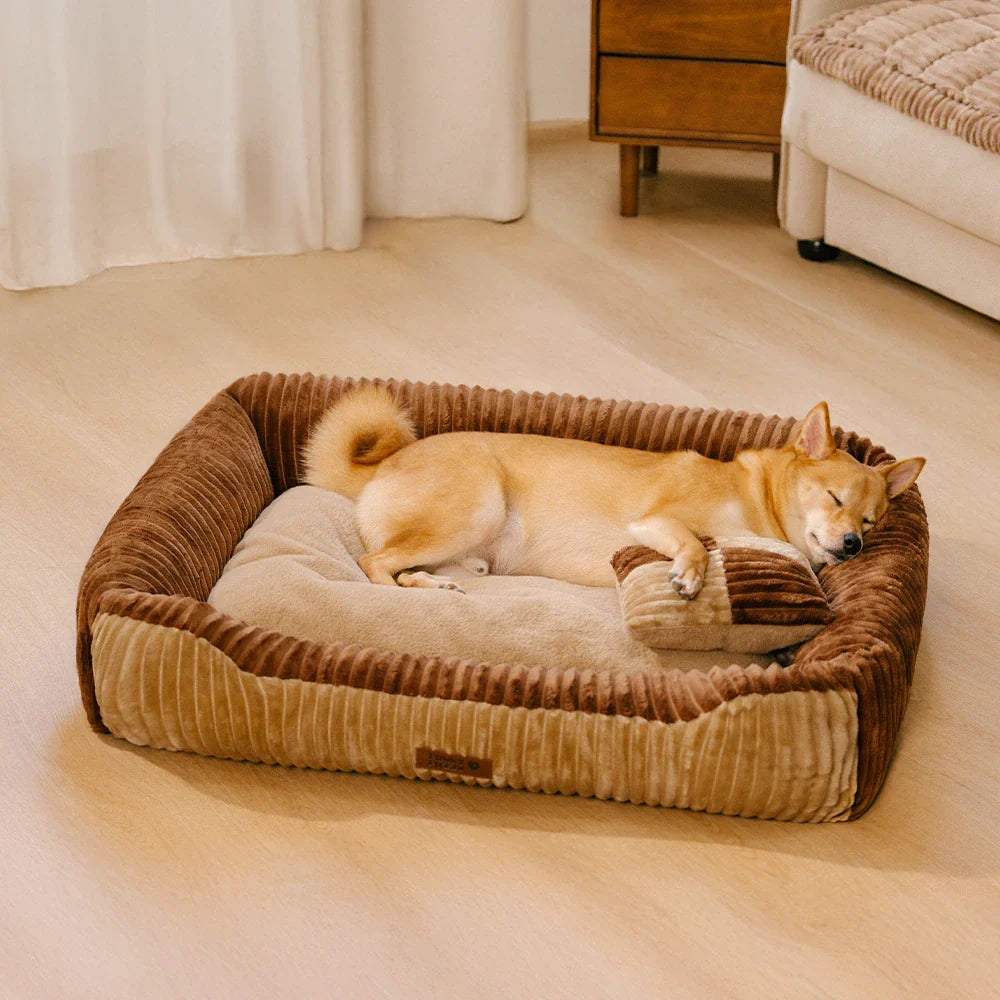 Vintage Farbkasten-Flanell abnehmbares Nackenstützkissen Hundebett mit Kissen – CozyRest