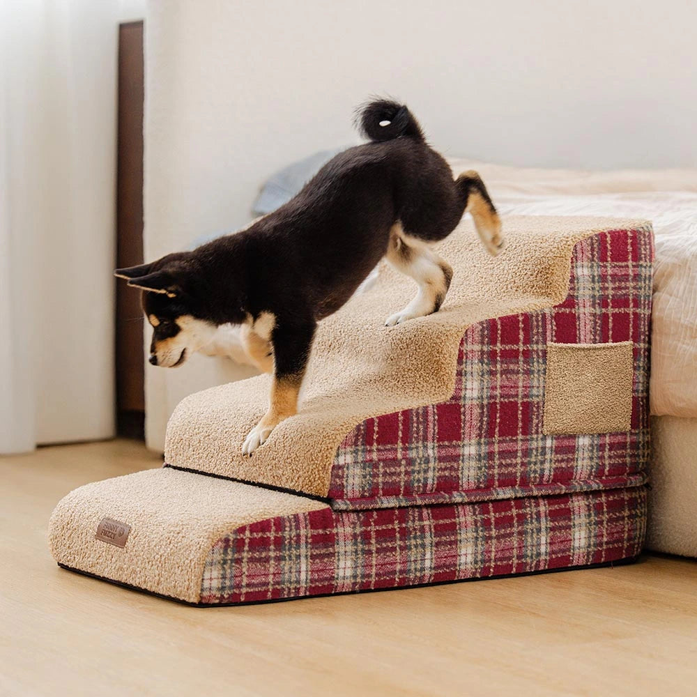 ComfyClimb – Plüschige Haustiertreppe mit hochdichtem Schaumstoff und abnehmbarem Bezug