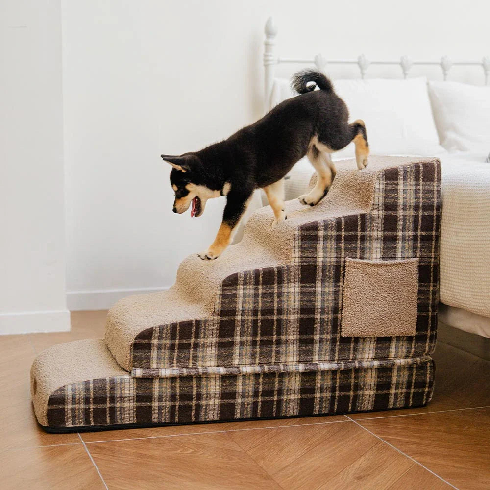 ComfyClimb – Plüschige Haustiertreppe mit hochdichtem Schaumstoff und abnehmbarem Bezug