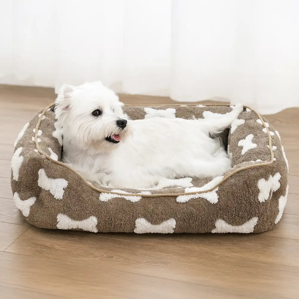 Plüsch Knochenmuster Quadrat Tiefer Schlaf Hundebett