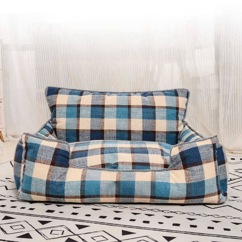 Vintage Plaid Warm Abnehmbare Waschbar Hund & Katze Sofa Bett Passenden Decke Kissen