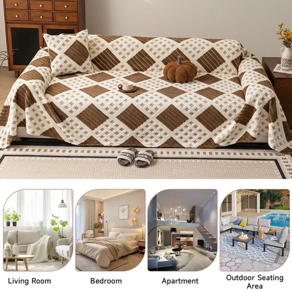 Verdickter Plüsch-Diamond-Jacquard-Sofa-Kratzerfester Couchbezug