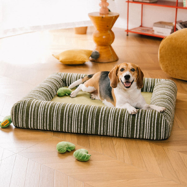 SnugNest Texturierte Streifen Orthopädisches Hundebett für die Hundebox