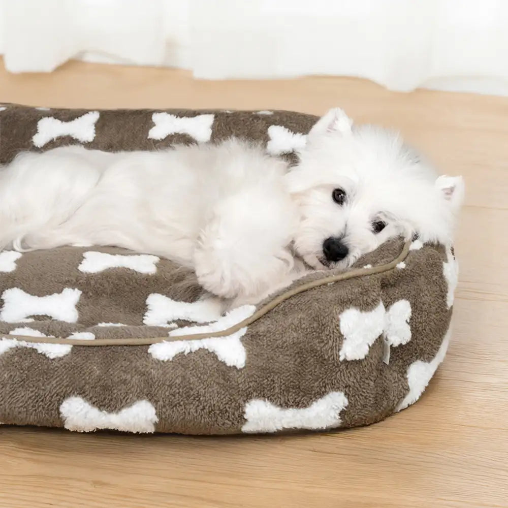 Plüsch Knochenmuster Quadrat Tiefer Schlaf Hundebett