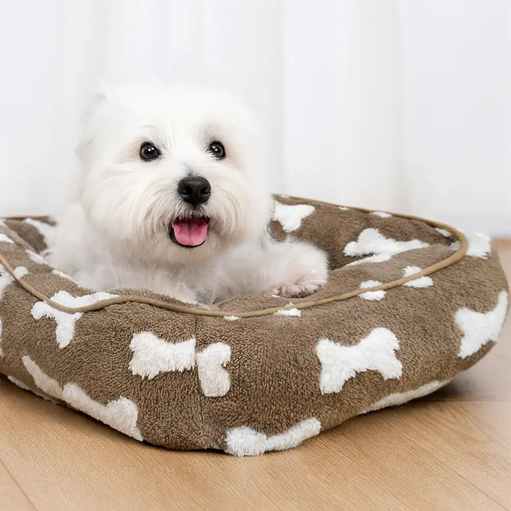 Plüsch Knochenmuster Quadrat Tiefer Schlaf Hundebett