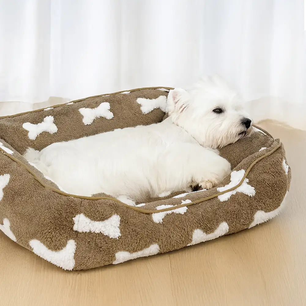 Plüsch Knochenmuster Quadrat Tiefer Schlaf Hundebett