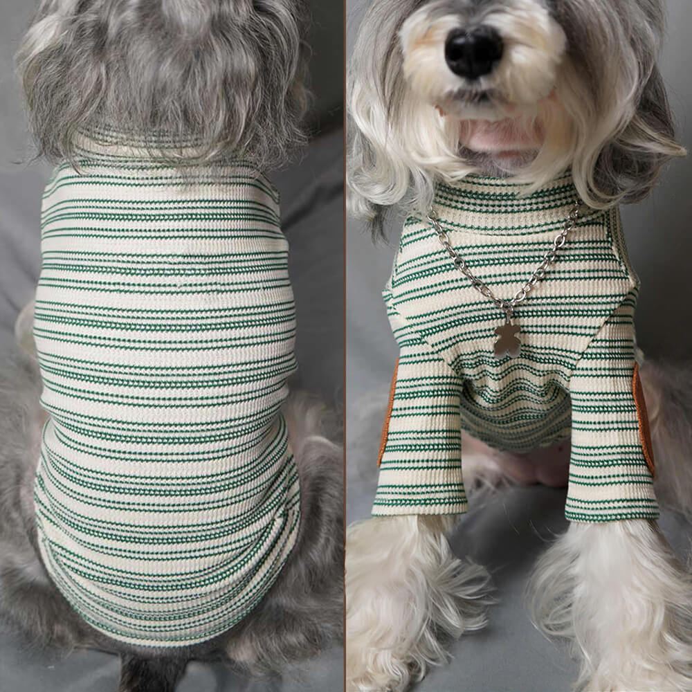 Schicker Dehnbarer Warmer Strickpullover für Hunde mit Vintage-Streifen